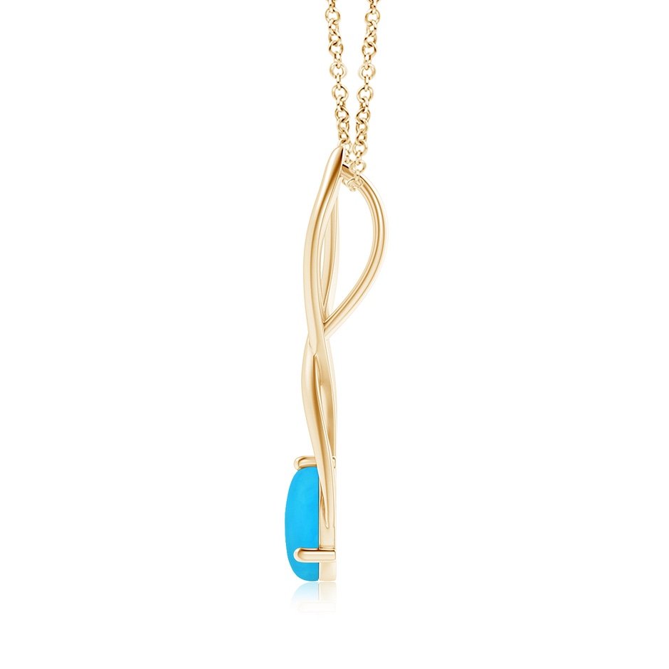 8mm AAAA Round Turquoise Infinity Twist Pendant in Yellow Gold side 1