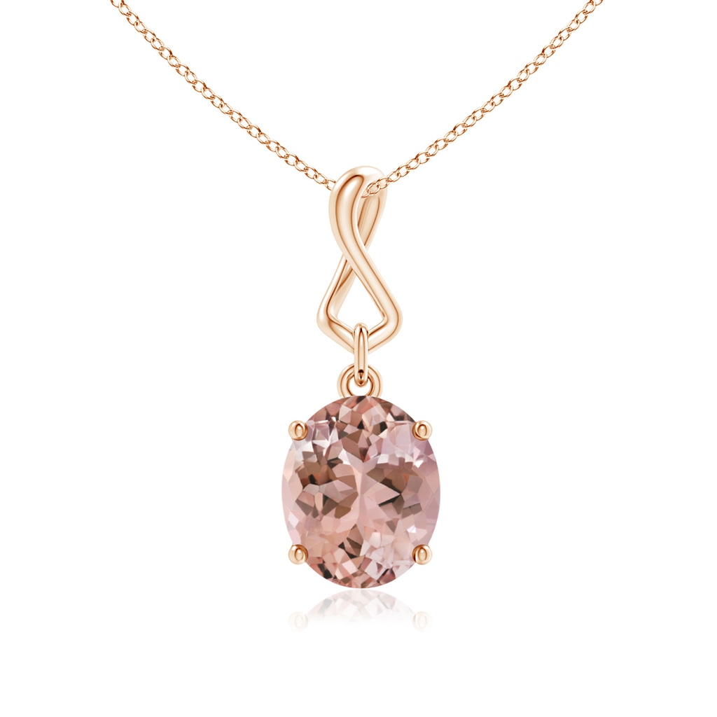 12x10mm AAAA Oval Morganite Dangle Pendant with Infinity Loop Bale  in Rose Gold