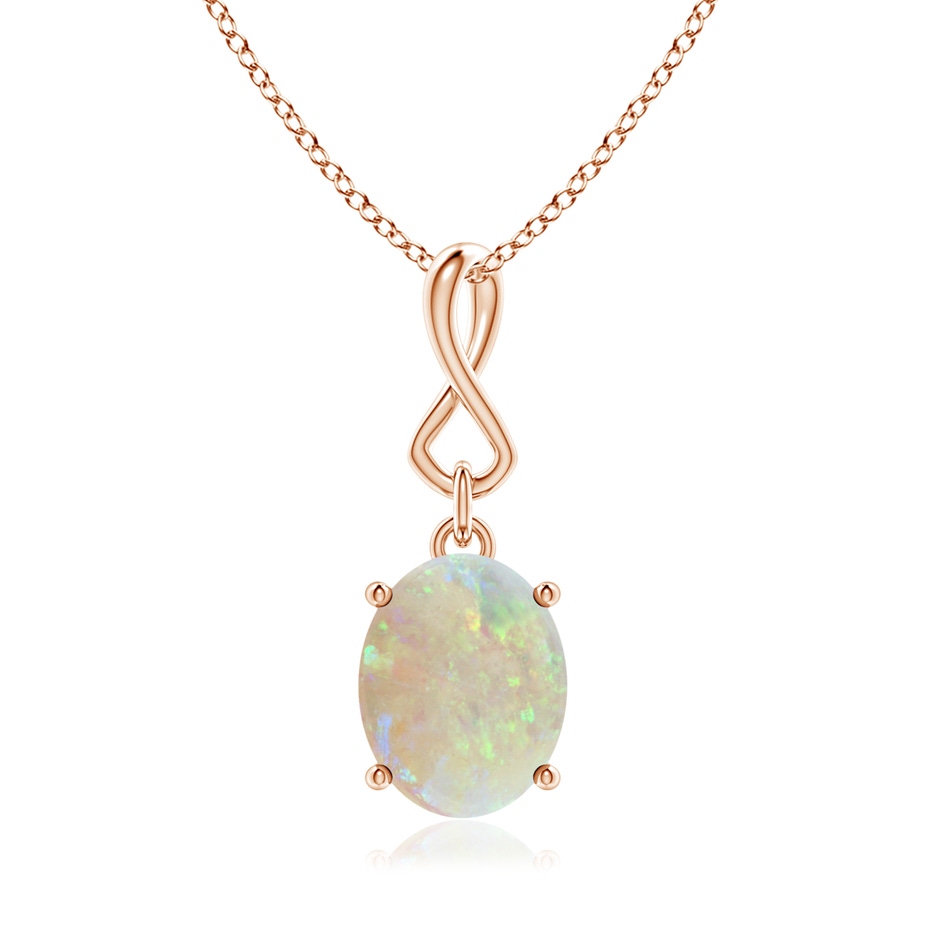 10x8mm AAA Oval Opal Dangle Pendant with Infinity Loop Bale in 18K Rose Gold 