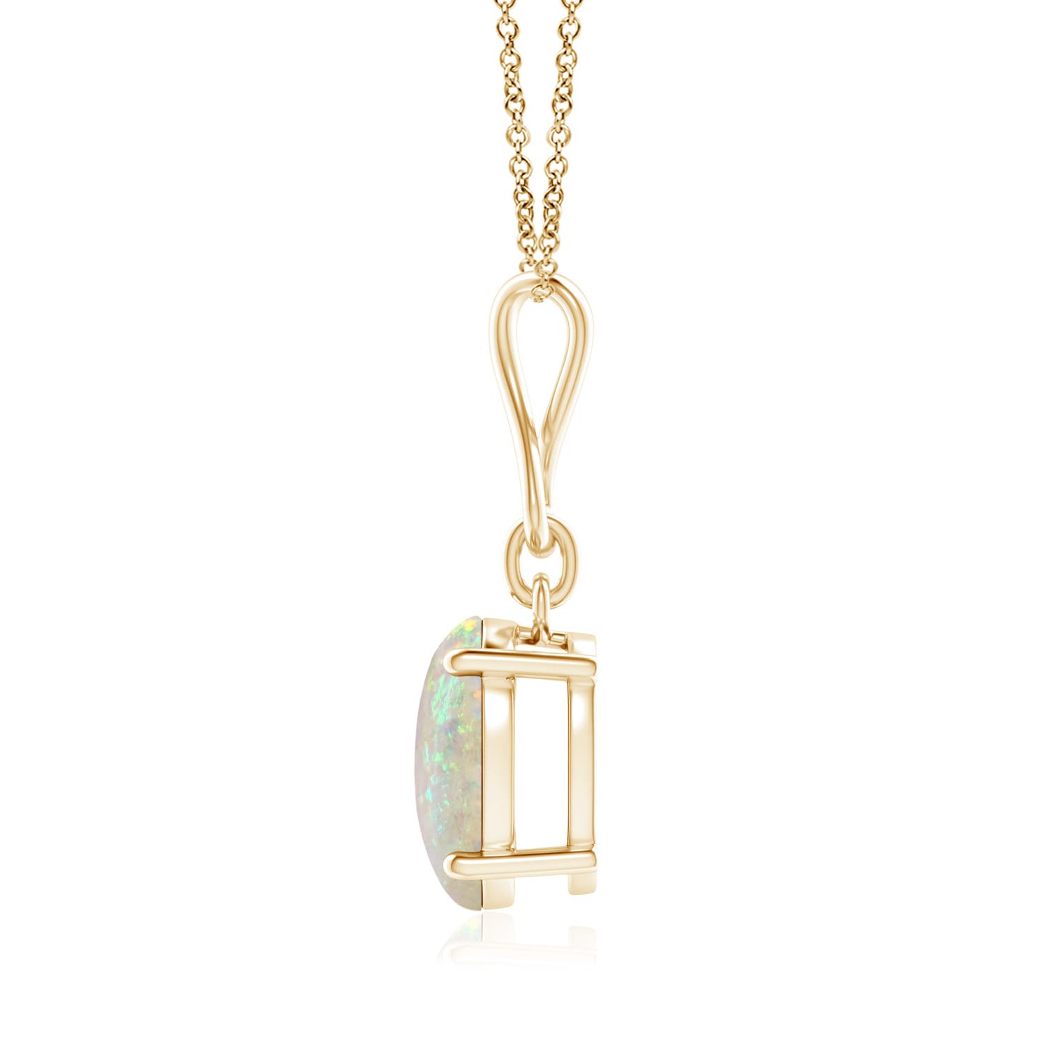 10x8mm AAA Oval Opal Dangle Pendant with Infinity Loop Bale in 18K Yellow Gold
