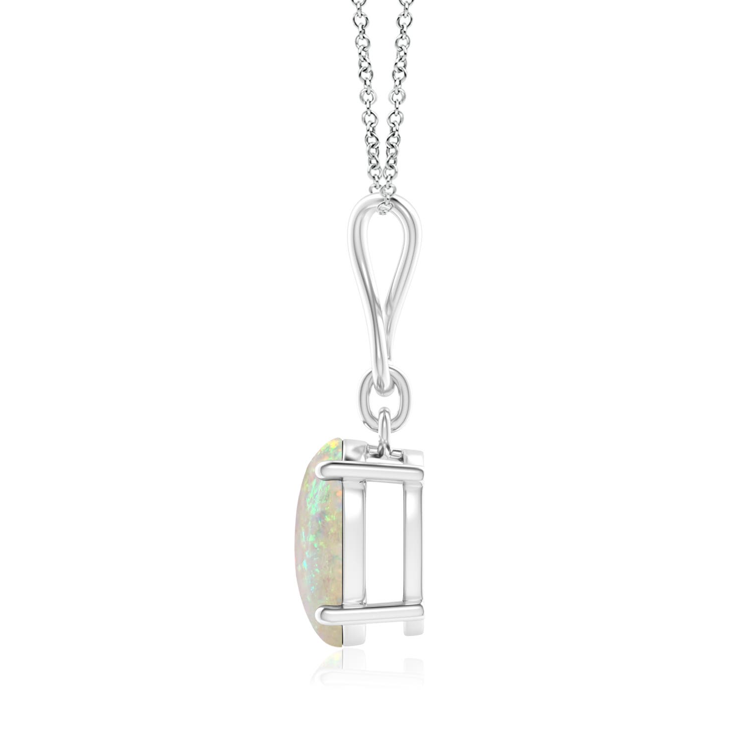 10x8mm AAA Oval Opal Dangle Pendant with Infinity Loop Bale in White Gold