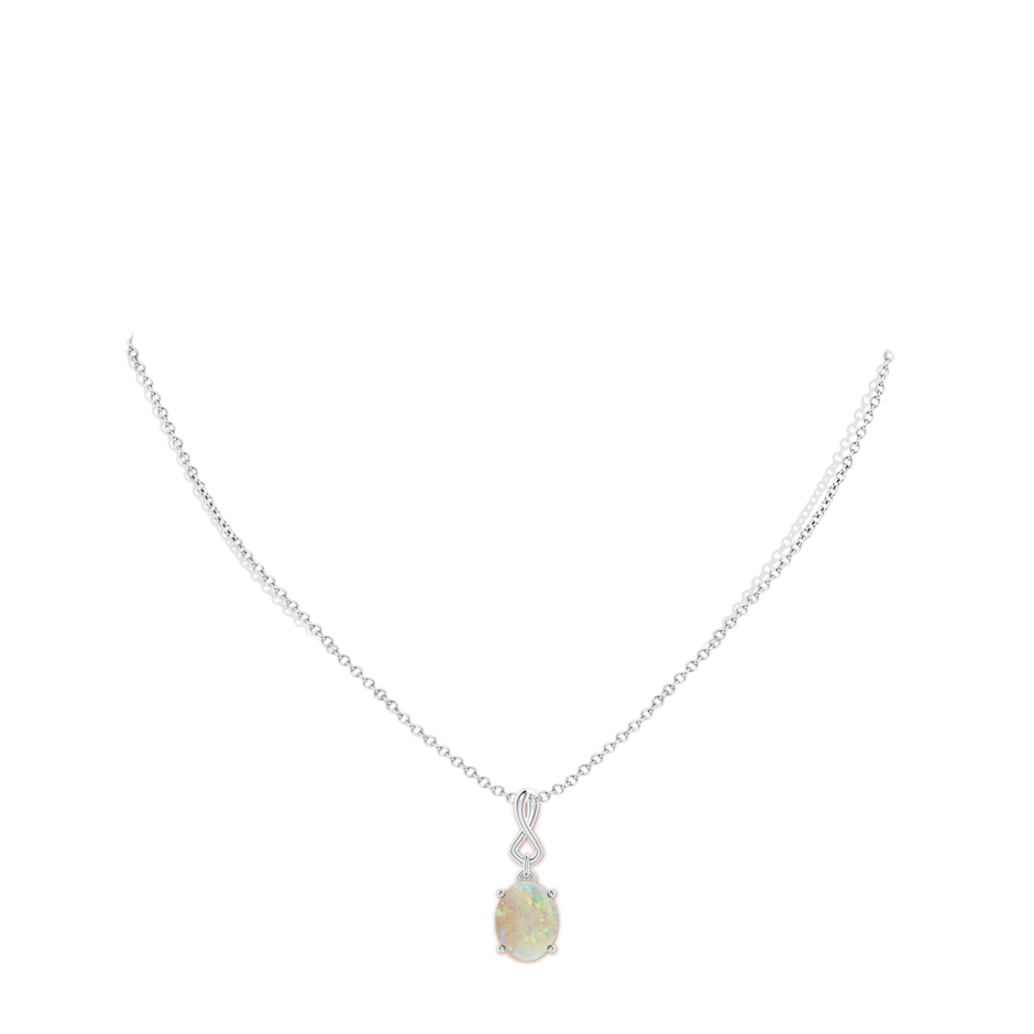 10x8mm AAA Oval Opal Dangle Pendant with Infinity Loop Bale in White Gold pen