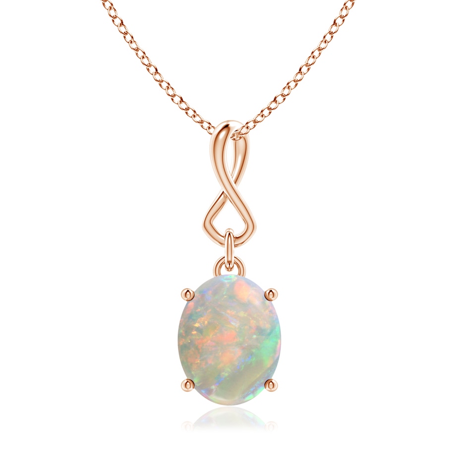 10x8mm AAAA Oval Opal Dangle Pendant with Infinity Loop Bale in 18K Rose Gold 