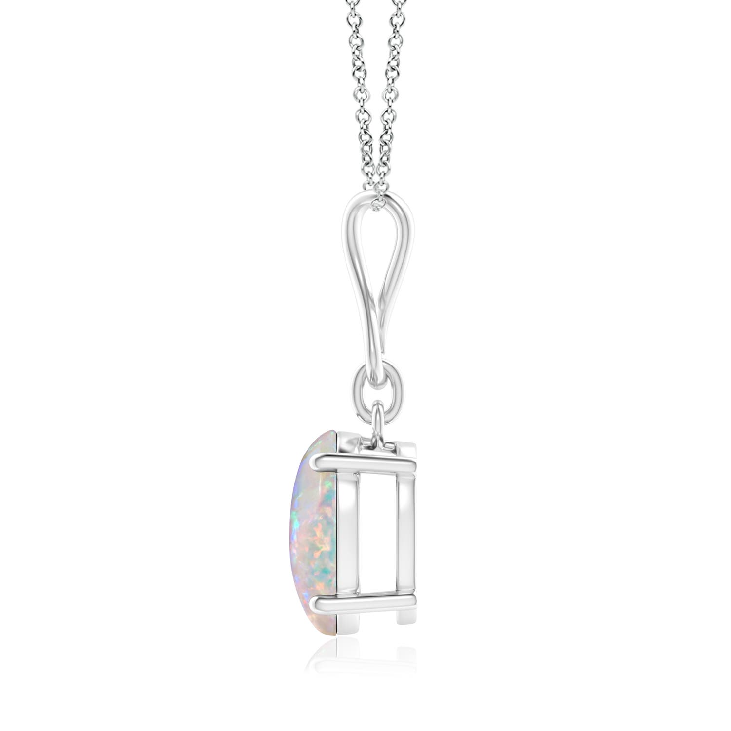 10x8mm AAAA Oval Opal Dangle Pendant with Infinity Loop Bale in P950 Platinum