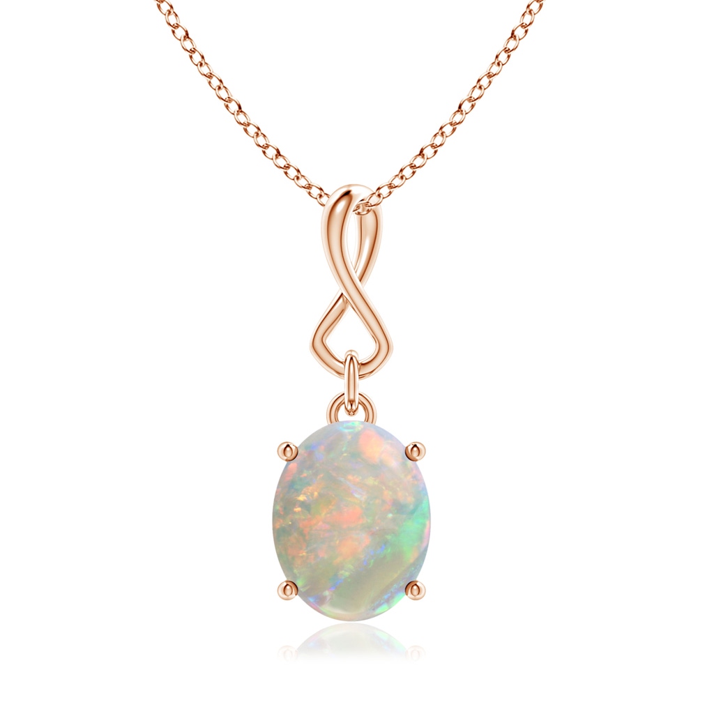 10x8mm AAAA Oval Opal Dangle Pendant with Infinity Loop Bale in Rose Gold