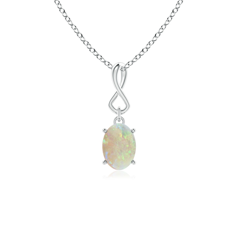 7x5mm AAA Oval Opal Dangle Pendant with Infinity Loop Bale in White Gold 