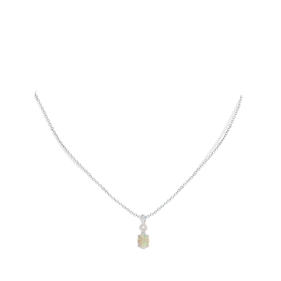 7x5mm AAA Oval Opal Dangle Pendant with Infinity Loop Bale in White Gold pen