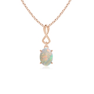 7x5mm AAAA Oval Opal Dangle Pendant with Infinity Loop Bale in 9K Rose Gold