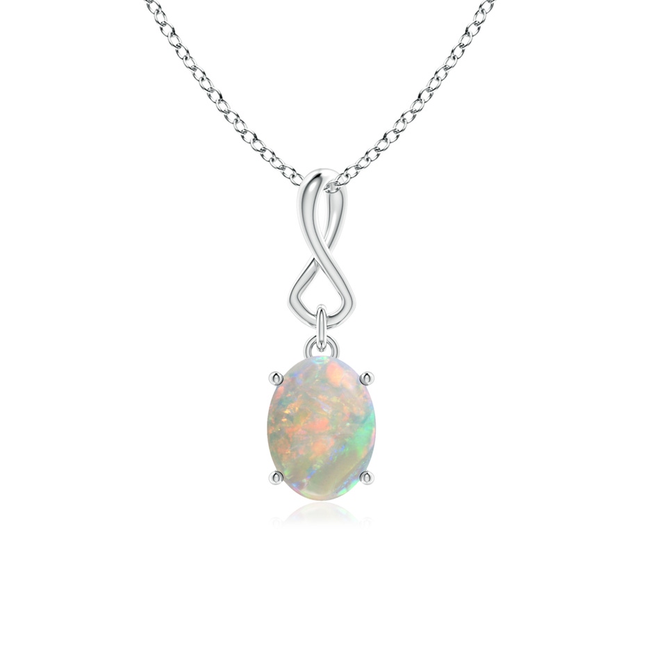 8x6mm AAAA Oval Opal Dangle Pendant with Infinity Loop Bale in S999 Silver 