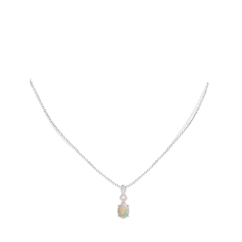8x6mm AAAA Oval Opal Dangle Pendant with Infinity Loop Bale in S999 Silver pen