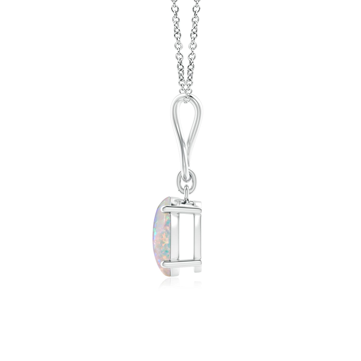 8x6mm AAAA Oval Opal Dangle Pendant with Infinity Loop Bale in White Gold