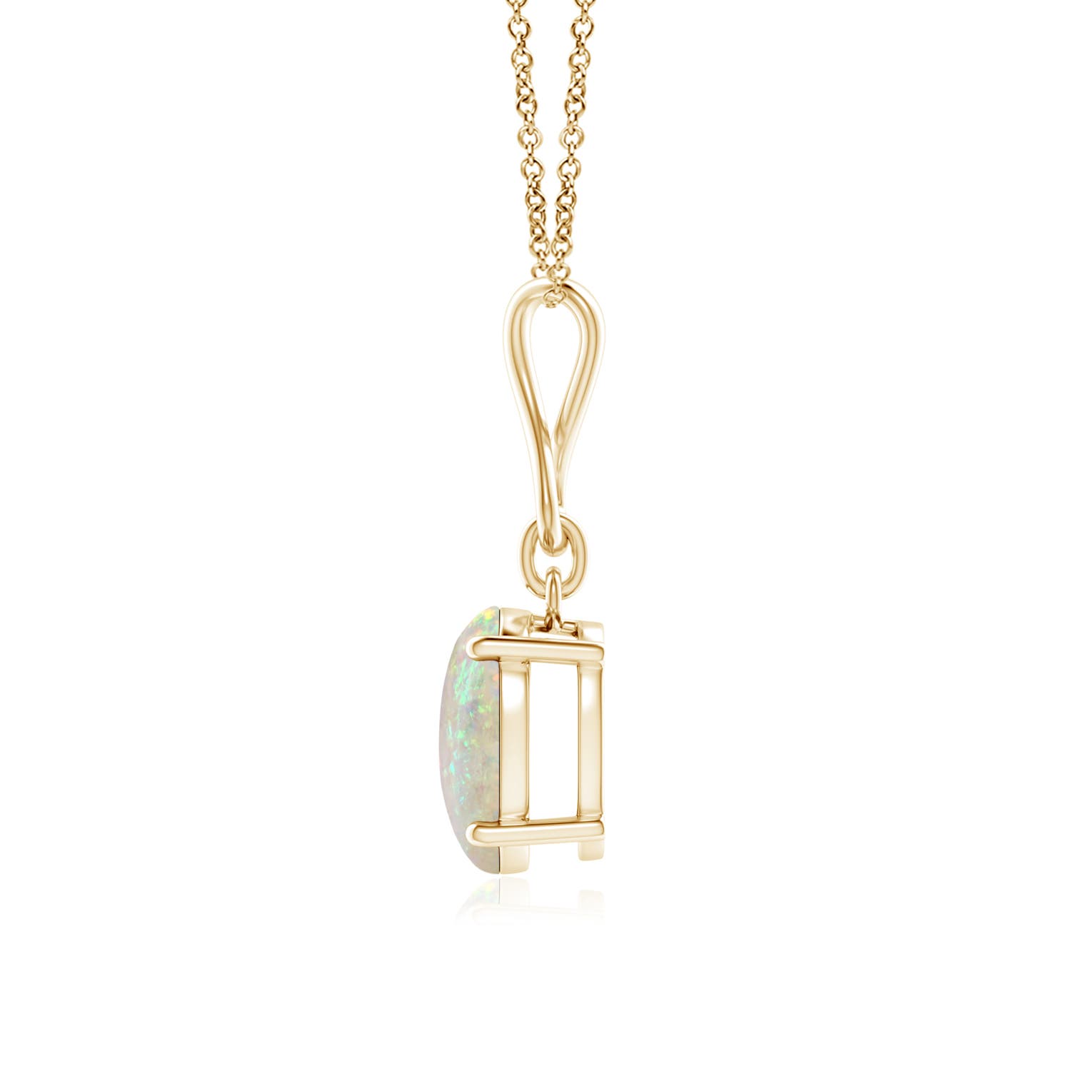 9x7mm AAA Oval Opal Dangle Pendant with Infinity Loop Bale in 18K Yellow Gold