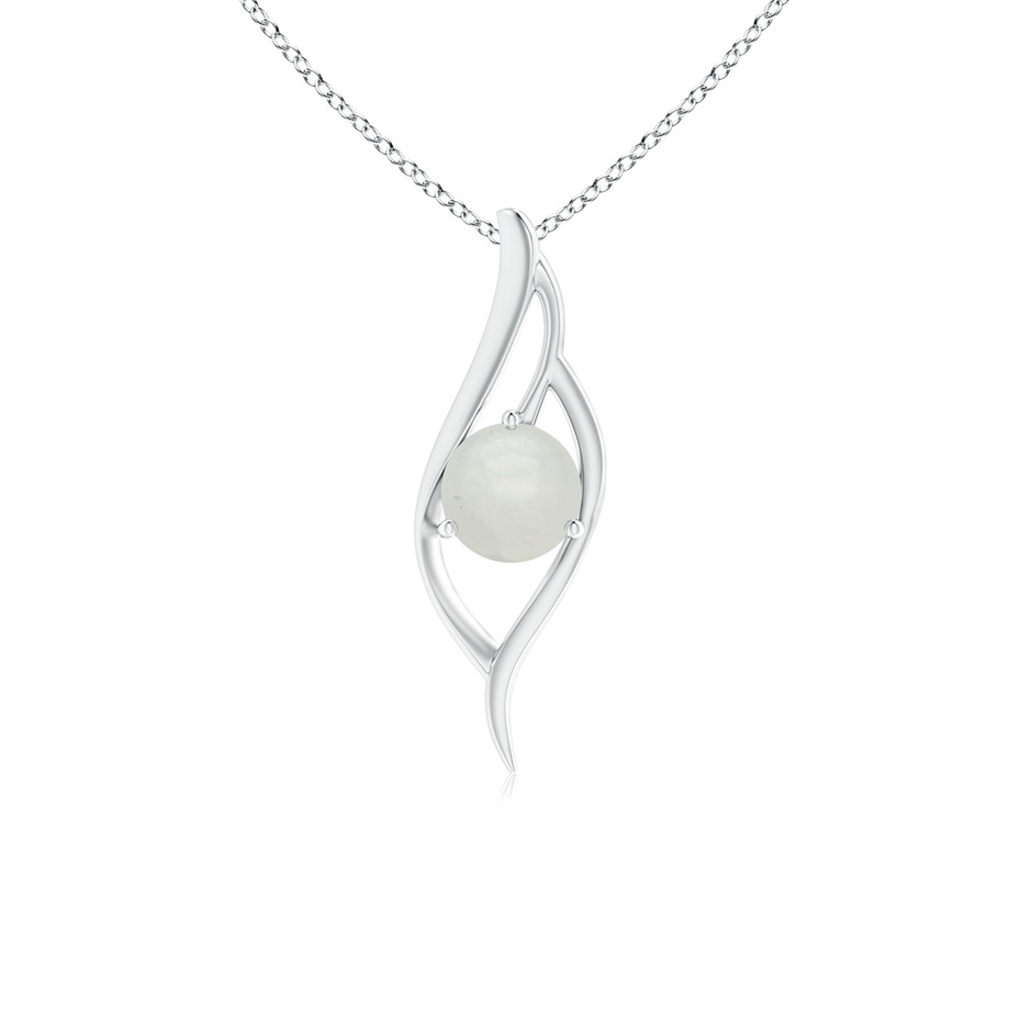7mm A Moonstone Angel Wing Bypass Pendant in White Gold 