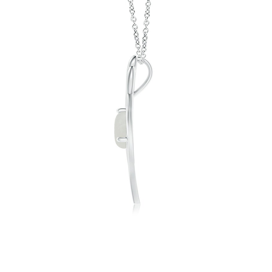 7mm A Moonstone Angel Wing Bypass Pendant in White Gold side 1