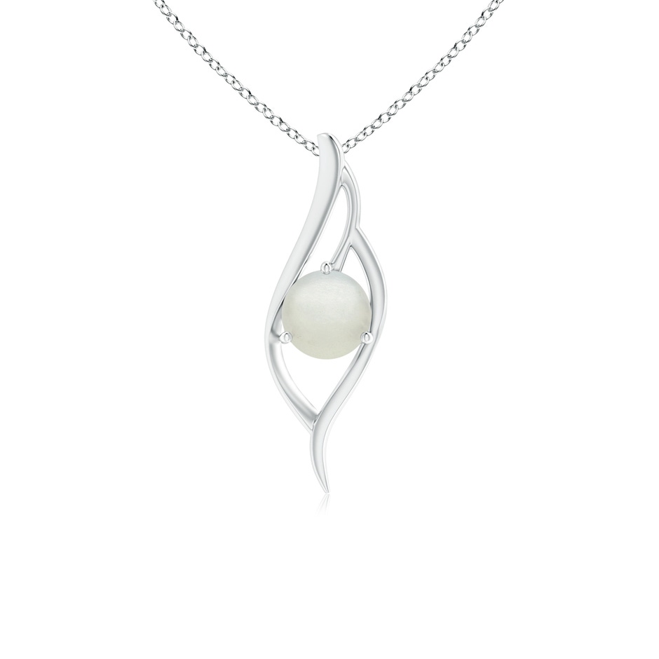 7mm AA Moonstone Angel Wing Bypass Pendant in S999 Silver 