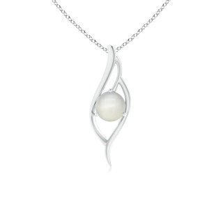 7mm AAA Moonstone Angel Wing Bypass Pendant in White Gold