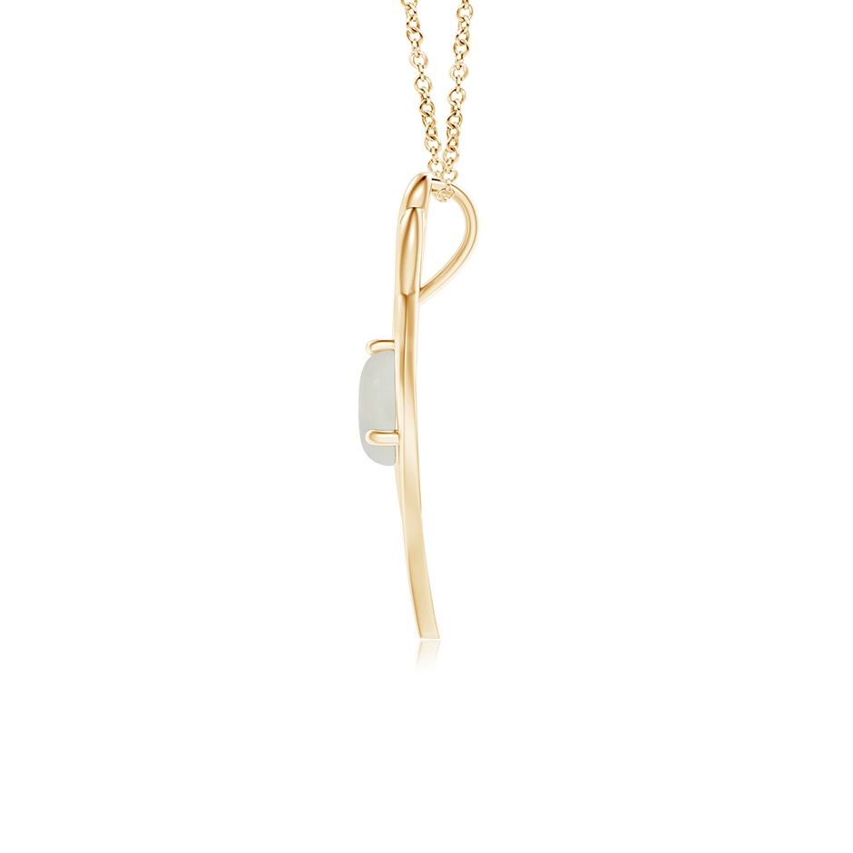 7mm AAA Moonstone Angel Wing Bypass Pendant in Yellow Gold side 1