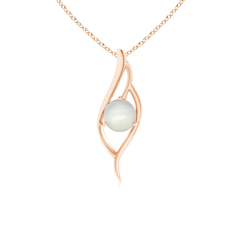 7mm AAAA Moonstone Angel Wing Bypass Pendant in Rose Gold