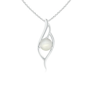 7mm AAAA Moonstone Angel Wing Bypass Pendant in White Gold