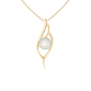 7mm AAAA Moonstone Angel Wing Bypass Pendant in Yellow Gold