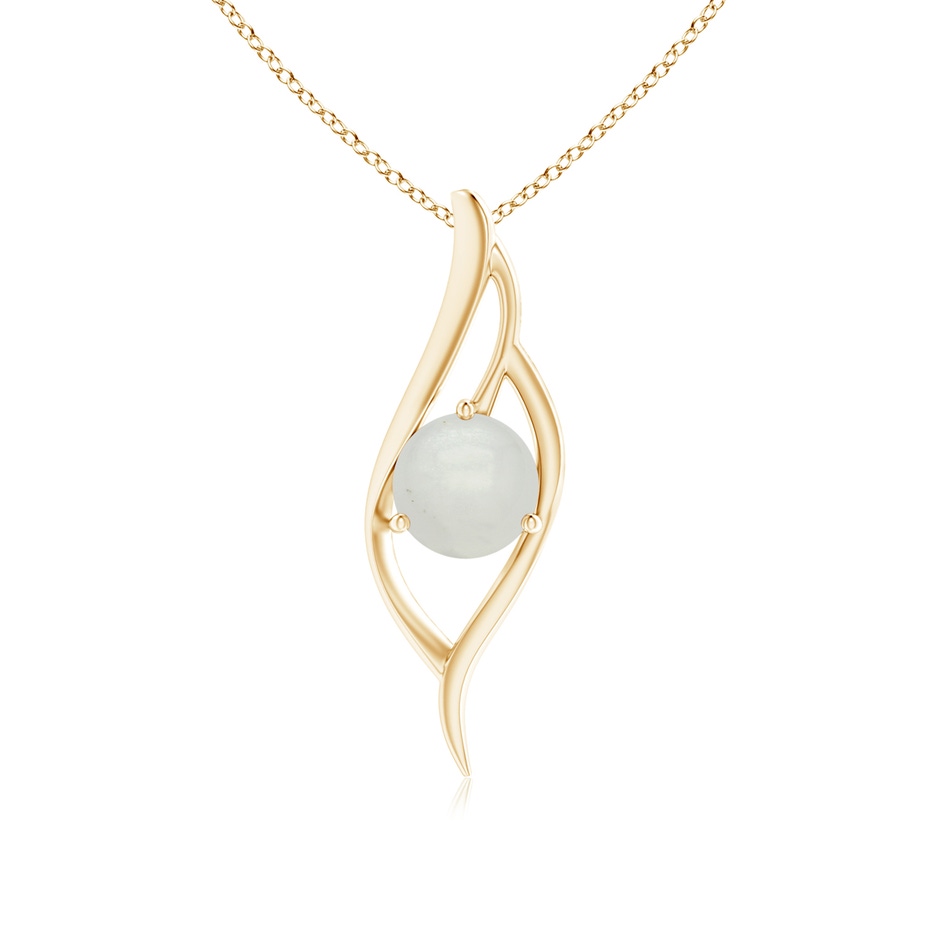 8mm A Moonstone Angel Wing Bypass Pendant in Yellow Gold 