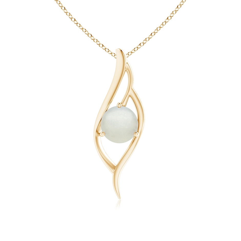 8mm AA Moonstone Angel Wing Bypass Pendant in Yellow Gold 