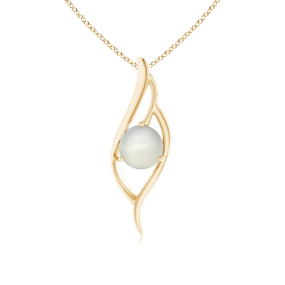 8mm AAA Moonstone Angel Wing Bypass Pendant in Yellow Gold 