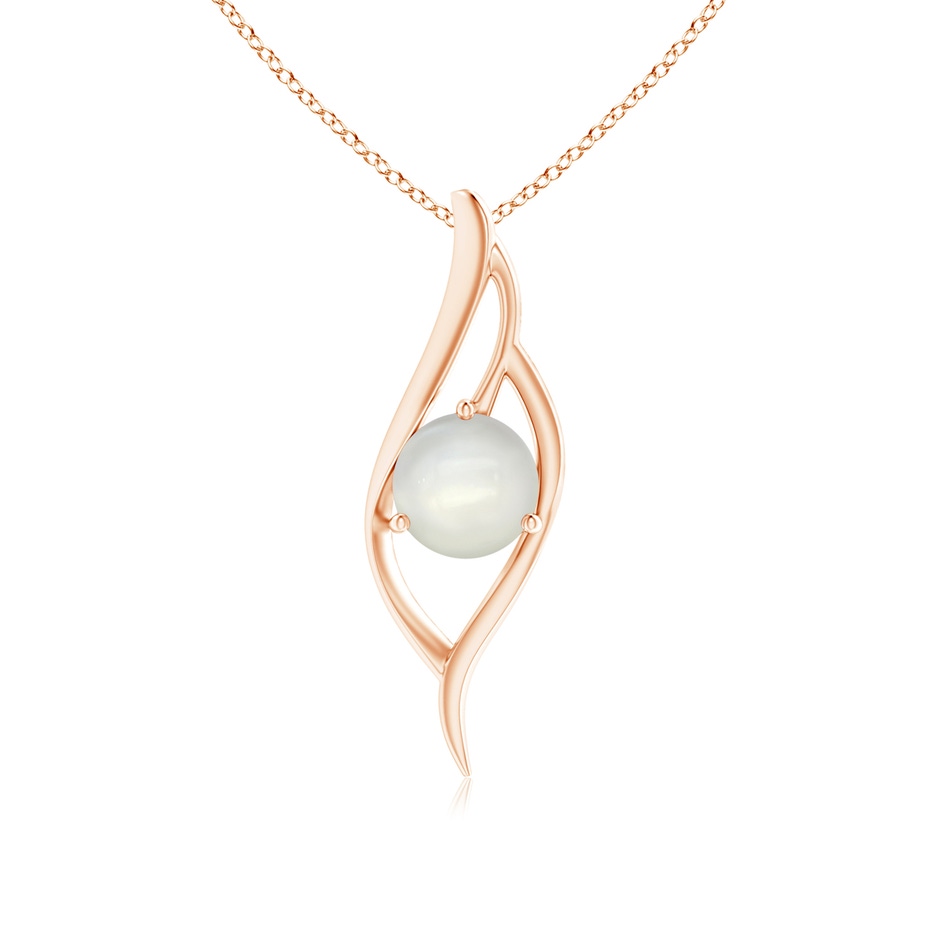 8mm AAAA Moonstone Angel Wing Bypass Pendant in Rose Gold 