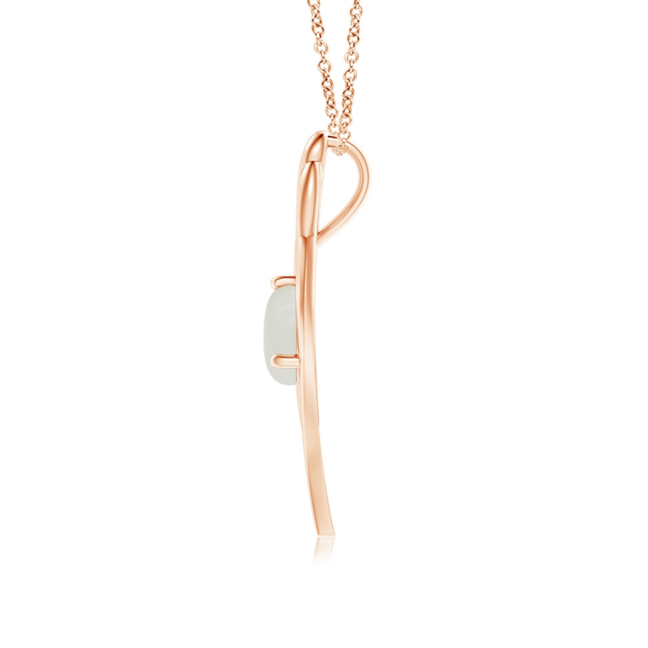 8mm AAAA Moonstone Angel Wing Bypass Pendant in Rose Gold side 1