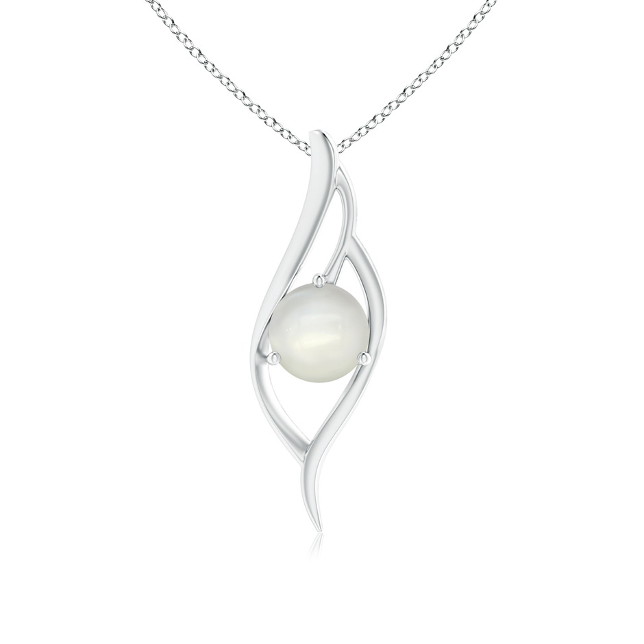 8mm AAAA Moonstone Angel Wing Bypass Pendant in S999 Silver 