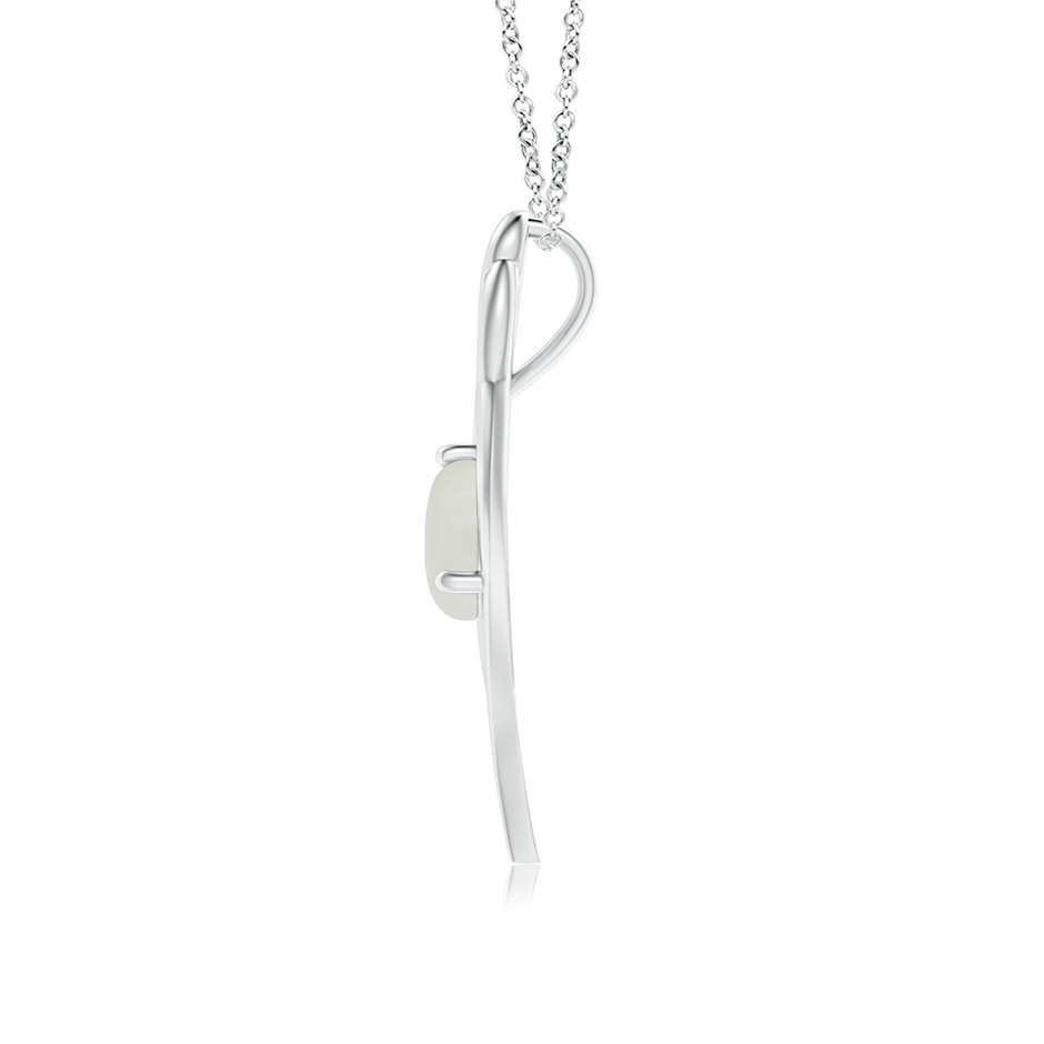 8mm AAAA Moonstone Angel Wing Bypass Pendant in White Gold side 1