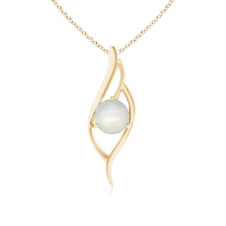 8mm AAAA Moonstone Angel Wing Bypass Pendant in Yellow Gold