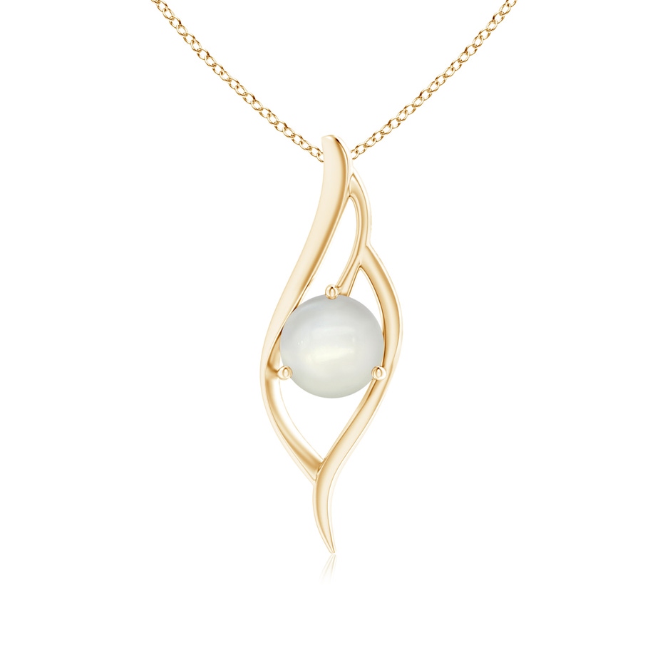 8mm AAAA Moonstone Angel Wing Bypass Pendant in Yellow Gold 