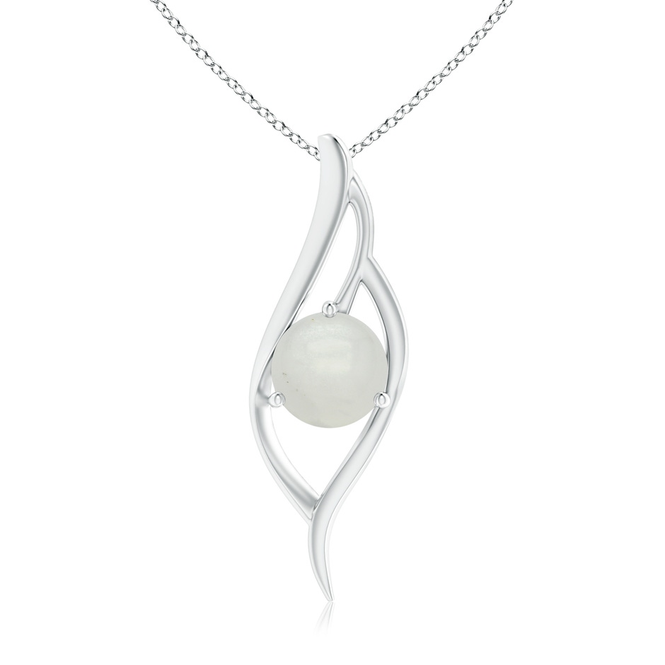 9mm A Moonstone Angel Wing Bypass Pendant in White Gold 