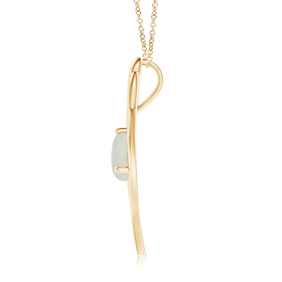 9mm AAA Moonstone Angel Wing Bypass Pendant in Yellow Gold side 1