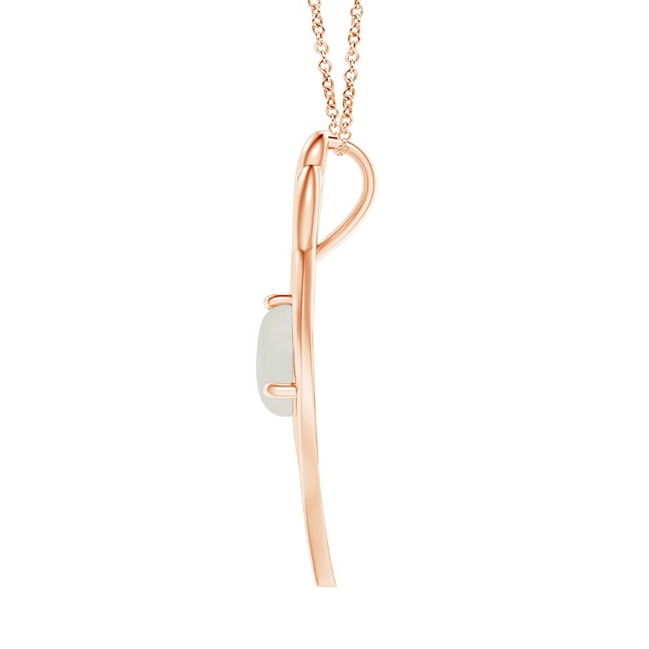 9mm AAAA Moonstone Angel Wing Bypass Pendant in Rose Gold side 1