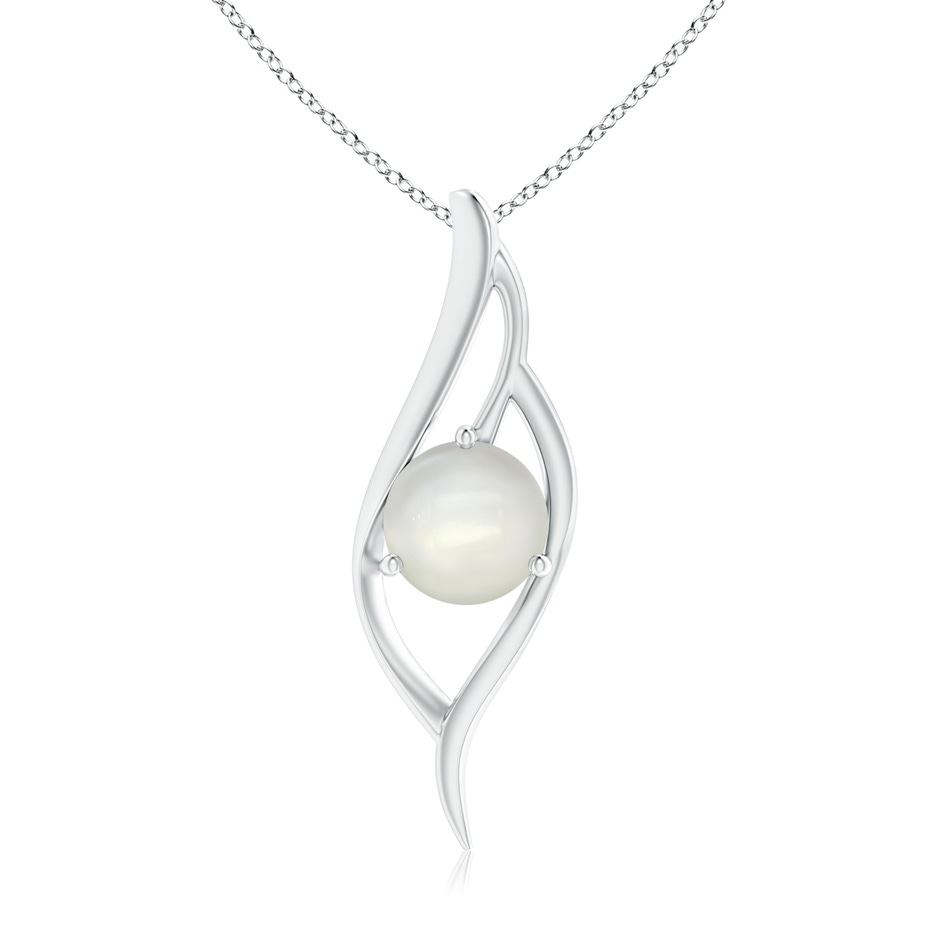 9mm AAAA Moonstone Angel Wing Bypass Pendant in S999 Silver 