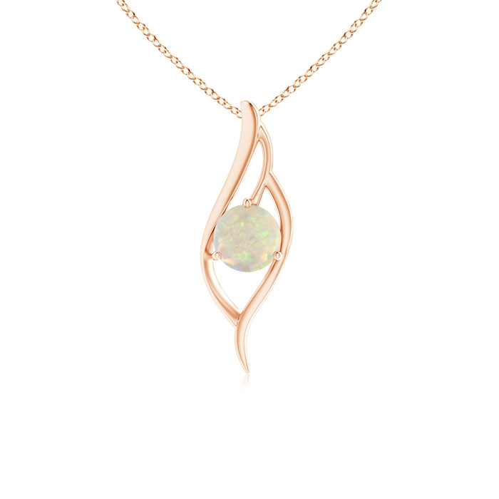 7mm AAA Opal Angel Wing Bypass Pendant in Rose Gold 