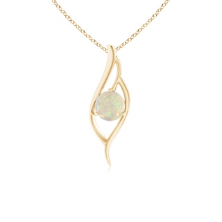 7mm AAA Opal Angel Wing Bypass Pendant in Yellow Gold