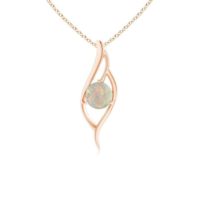 7mm AAAA Opal Angel Wing Bypass Pendant in Rose Gold