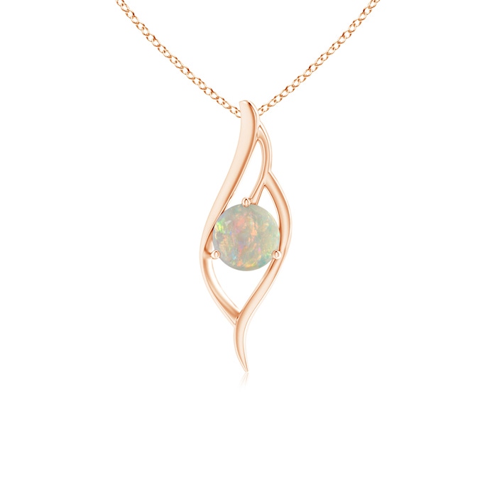 7mm AAAA Opal Angel Wing Bypass Pendant in Rose Gold 