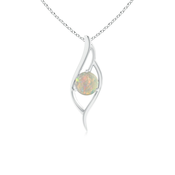 7mm AAAA Opal Angel Wing Bypass Pendant in White Gold 