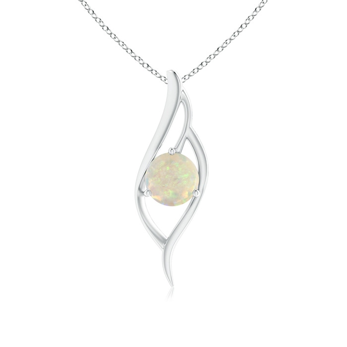 8mm AAA Opal Angel Wing Bypass Pendant in White Gold 