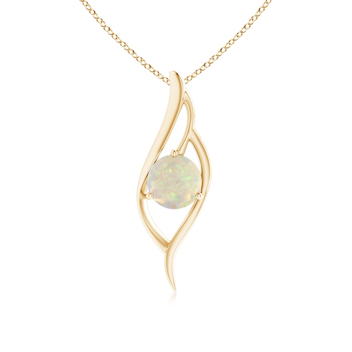 8mm AAA Opal Angel Wing Bypass Pendant in Yellow Gold 