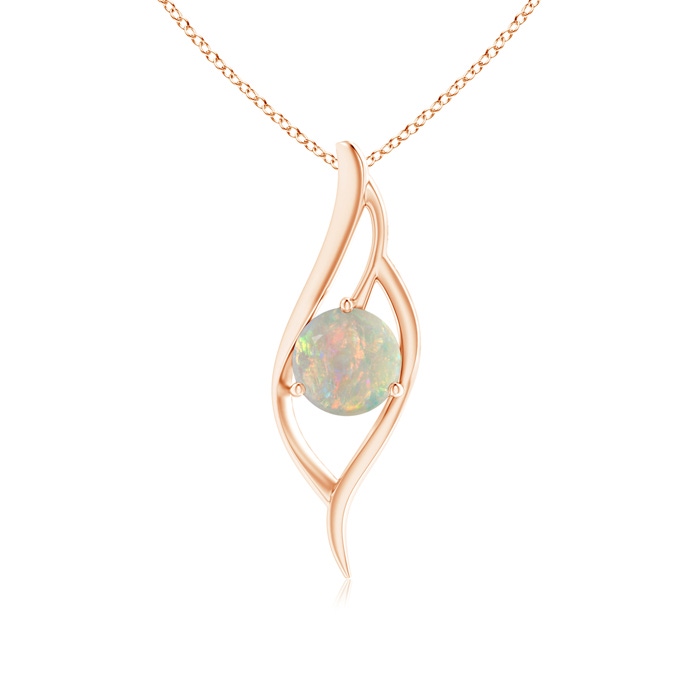 8mm AAAA Opal Angel Wing Bypass Pendant in Rose Gold 