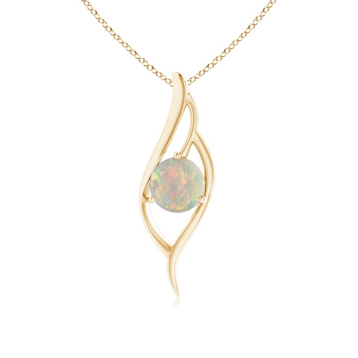 8mm AAAA Opal Angel Wing Bypass Pendant in Yellow Gold 