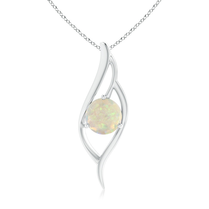 9mm AAA Opal Angel Wing Bypass Pendant in White Gold 