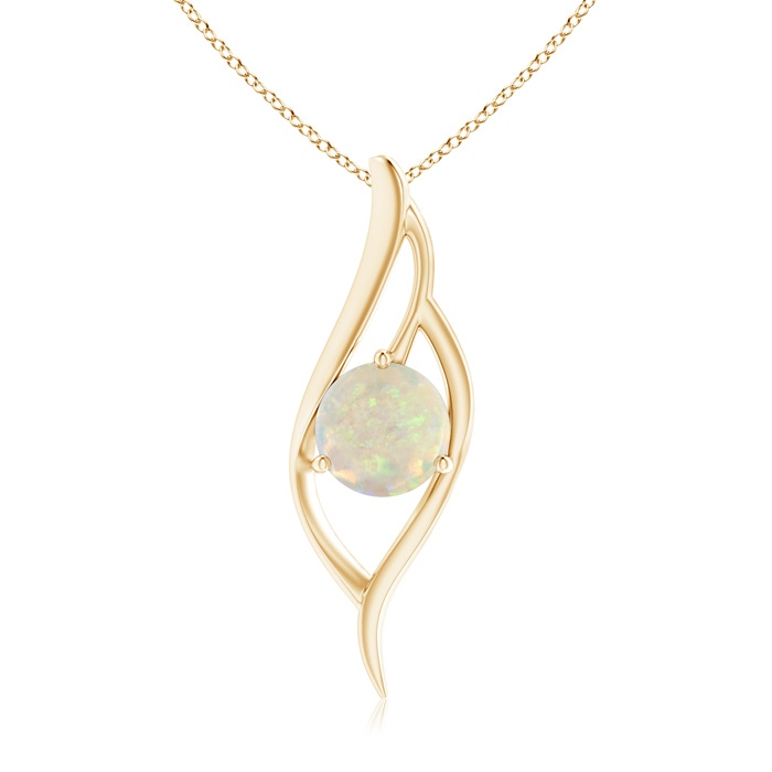 9mm AAA Opal Angel Wing Bypass Pendant in Yellow Gold 