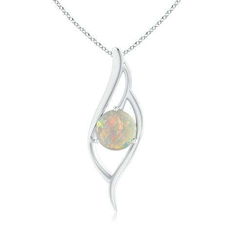 9mm AAAA Opal Angel Wing Bypass Pendant in S999 Silver