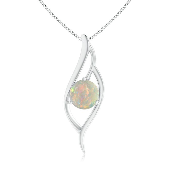 Angara Natural Pear Fire Opal Solitaire Pendant Necklace for Women